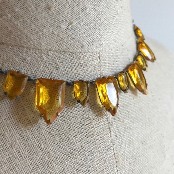 Art Deco Necklace Honey Amber Czech Glass Antique - Picture 7 of 8